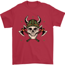 Viking Skull With Axes and Helmet Mens T-Shirt 100% Cotton Red