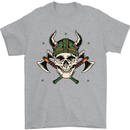 Viking Skull With Axes and Helmet Mens T-Shirt 100% Cotton Sports Grey