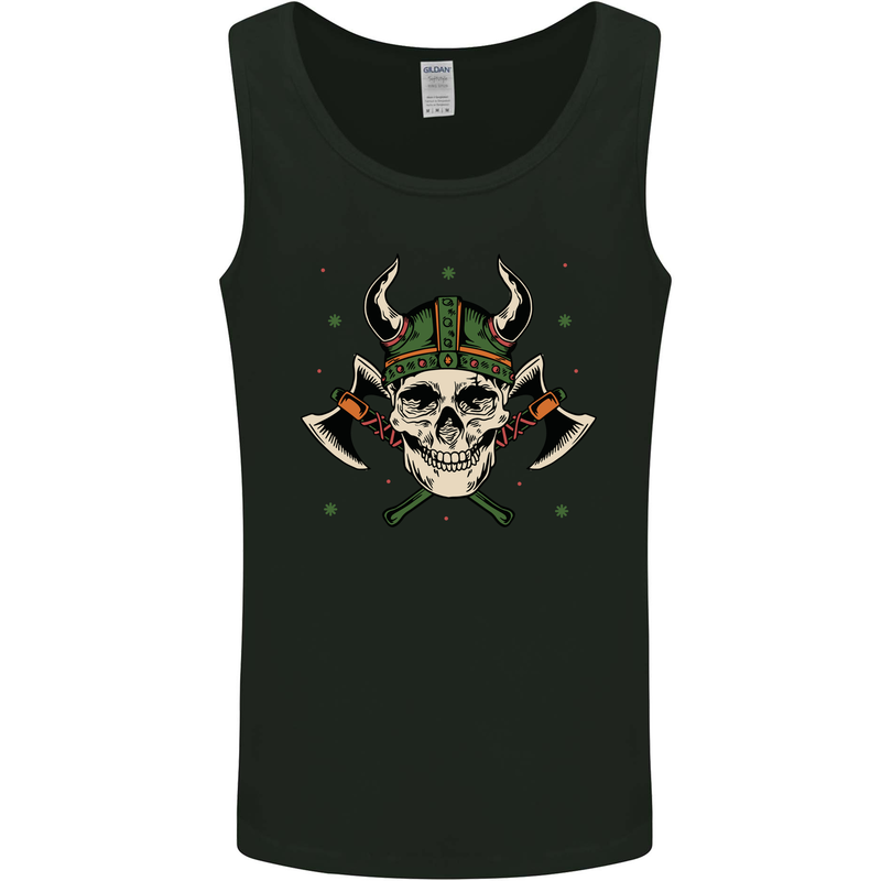 Viking Skull With Axes and Helmet Mens Vest Tank Top Black