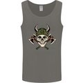 Viking Skull With Axes and Helmet Mens Vest Tank Top Charcoal