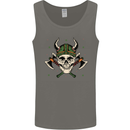 Viking Skull With Axes and Helmet Mens Vest Tank Top Charcoal