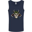 Viking Skull With Axes and Helmet Mens Vest Tank Top Navy Blue