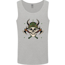 Viking Skull With Axes and Helmet Mens Vest Tank Top Sports Grey