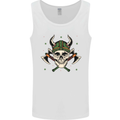 Viking Skull With Axes and Helmet Mens Vest Tank Top White