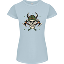 Viking Skull With Axes and Helmet Womens Petite Cut T-Shirt Light Blue