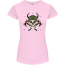 Viking Skull With Axes and Helmet Womens Petite Cut T-Shirt Light Pink