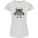 Viking Skull With Axes and Helmet Womens Petite Cut T-Shirt White