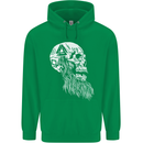 Viking Skull With Beard and Valknut Symbol Childrens Kids Hoodie Irish Green