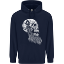 Viking Skull With Beard and Valknut Symbol Childrens Kids Hoodie Navy Blue