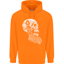 Viking Skull With Beard and Valknut Symbol Childrens Kids Hoodie Orange