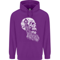 Viking Skull With Beard and Valknut Symbol Childrens Kids Hoodie Purple