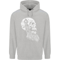 Viking Skull With Beard and Valknut Symbol Childrens Kids Hoodie Sports Grey