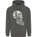 Viking Skull With Beard and Valknut Symbol Childrens Kids Hoodie Storm Grey