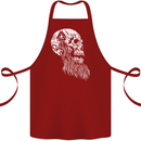 Viking Skull With Beard and Valknut Symbol Cotton Apron 100% Organic Maroon