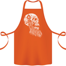 Viking Skull With Beard and Valknut Symbol Cotton Apron 100% Organic Orange