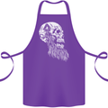 Viking Skull With Beard and Valknut Symbol Cotton Apron 100% Organic Purple