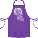 Viking Skull With Beard and Valknut Symbol Cotton Apron 100% Organic Purple