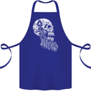 Viking Skull With Beard and Valknut Symbol Cotton Apron 100% Organic Royal Blue
