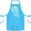 Viking Skull With Beard and Valknut Symbol Cotton Apron 100% Organic Turquoise