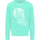Viking Skull With Beard and Valknut Symbol Kids Sweatshirt Jumper Peppermint