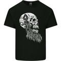 Viking Skull With Beard and Valknut Symbol Kids T-Shirt Childrens Black