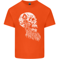 Viking Skull With Beard and Valknut Symbol Kids T-Shirt Childrens Orange