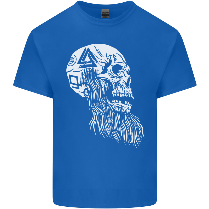 Viking Skull With Beard and Valknut Symbol Kids T-Shirt Childrens Royal Blue