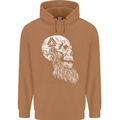 Viking Skull With Beard and Valknut Symbol Mens 80% Cotton Hoodie Caramel Latte