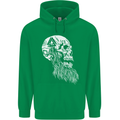 Viking Skull With Beard and Valknut Symbol Mens 80% Cotton Hoodie Irish Green