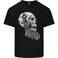 Viking Skull With Beard and Valknut Symbol Mens Cotton T-Shirt Tee Top Black