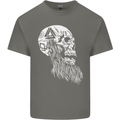 Viking Skull With Beard and Valknut Symbol Mens Cotton T-Shirt Tee Top Charcoal