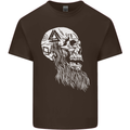 Viking Skull With Beard and Valknut Symbol Mens Cotton T-Shirt Tee Top Dark Chocolate