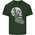 Viking Skull With Beard and Valknut Symbol Mens Cotton T-Shirt Tee Top Forest Green
