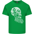 Viking Skull With Beard and Valknut Symbol Mens Cotton T-Shirt Tee Top Irish Green