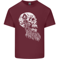 Viking Skull With Beard and Valknut Symbol Mens Cotton T-Shirt Tee Top Maroon