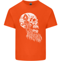 Viking Skull With Beard and Valknut Symbol Mens Cotton T-Shirt Tee Top Orange