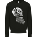 Viking Skull With Beard and Valknut Symbol Mens Sweatshirt Jumper Black