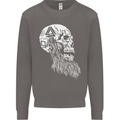 Viking Skull With Beard and Valknut Symbol Mens Sweatshirt Jumper Charcoal