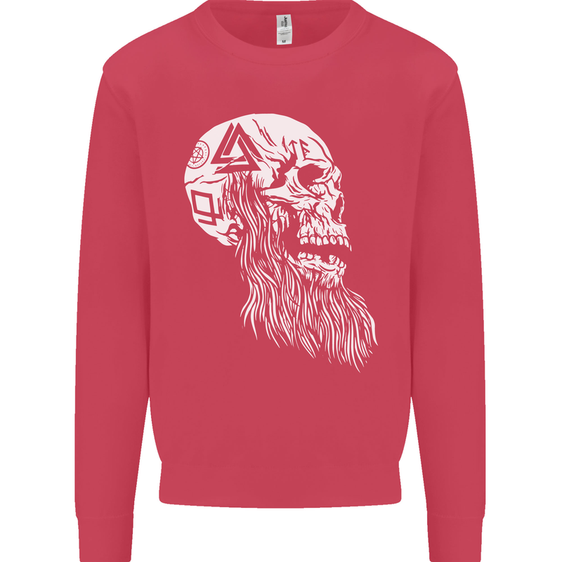 Viking Skull With Beard and Valknut Symbol Mens Sweatshirt Jumper Heliconia