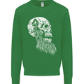 Viking Skull With Beard and Valknut Symbol Mens Sweatshirt Jumper Irish Green