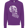 Viking Skull With Beard and Valknut Symbol Mens Sweatshirt Jumper Purple