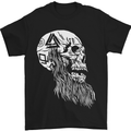 Viking Skull With Beard and Valknut Symbol Mens T-Shirt 100% Cotton Black