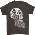 Viking Skull With Beard and Valknut Symbol Mens T-Shirt 100% Cotton Dark Chocolate