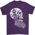 Viking Skull With Beard and Valknut Symbol Mens T-Shirt 100% Cotton Purple