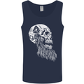 Viking Skull With Beard and Valknut Symbol Mens Vest Tank Top Navy Blue
