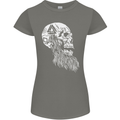 Viking Skull With Beard and Valknut Symbol Womens Petite Cut T-Shirt Charcoal