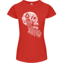 Viking Skull With Beard and Valknut Symbol Womens Petite Cut T-Shirt Red