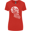 Viking Skull With Beard and Valknut Symbol Womens Wider Cut T-Shirt Red