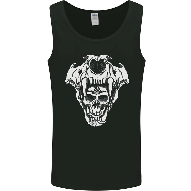 Viking Skull With Valknut Symbol Mens Vest Tank Top Black