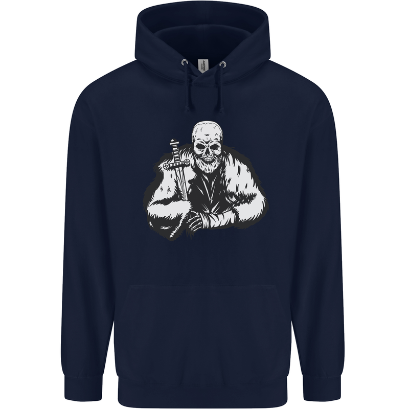 Viking Skull & Sword Thor Valhalla Childrens Kids Hoodie Navy Blue